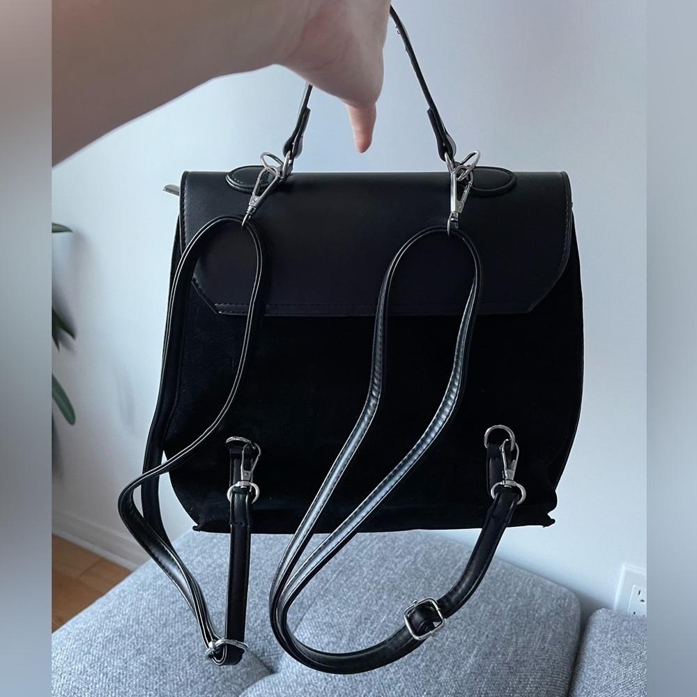 Faux Suede black mini backpack - Picture 4 of 9